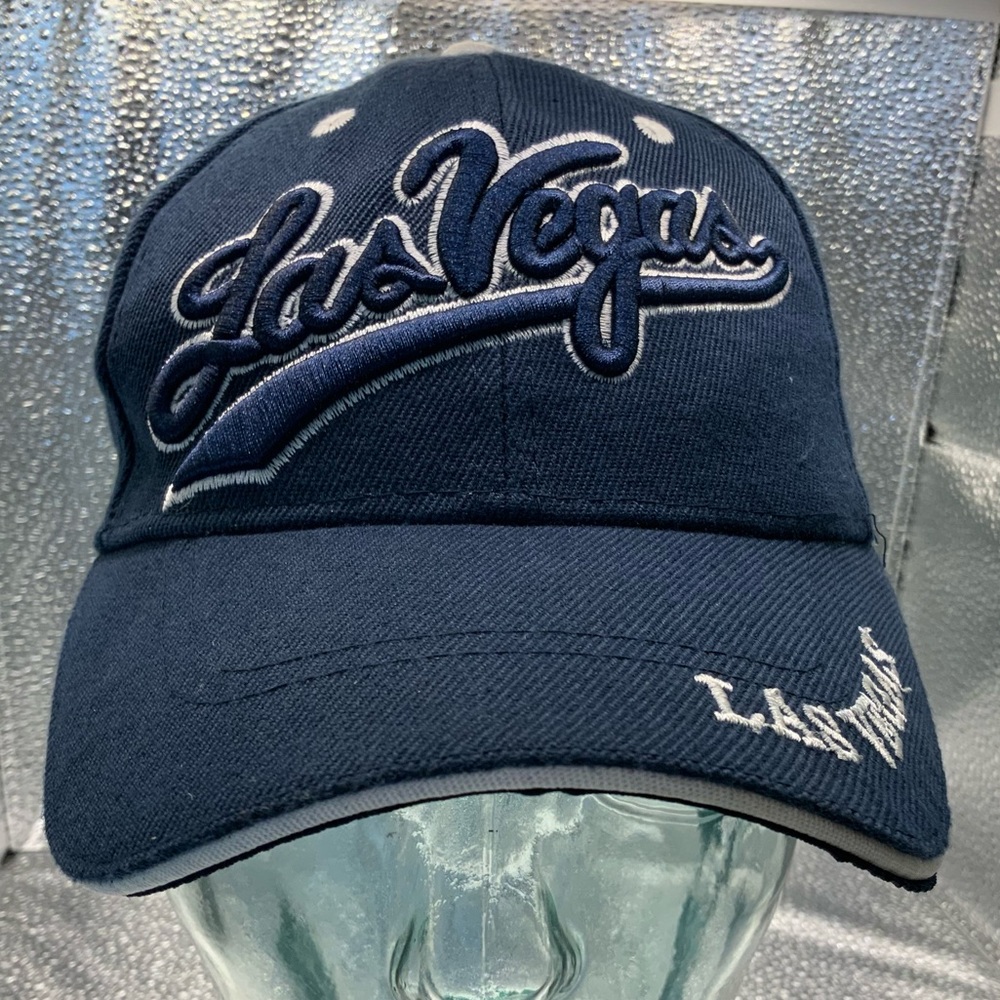 Las Vegas Baseball Hat Blue and Trimmed in White Adjustable Strap Made by Lanza